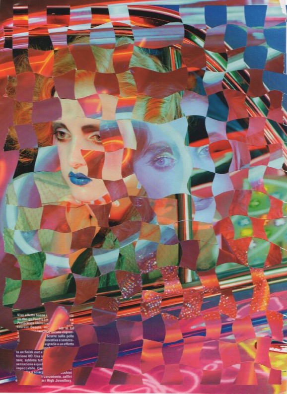 Opera intrecciata che trasforma il corpo in ritmo visivo. Woven artwork transforming the body into visual rhythm.