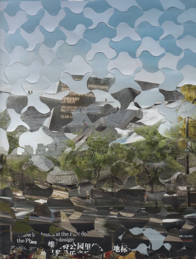 Opera intrecciata che fonde geometria e texture visive. Woven artwork blending geometry and visual textures.