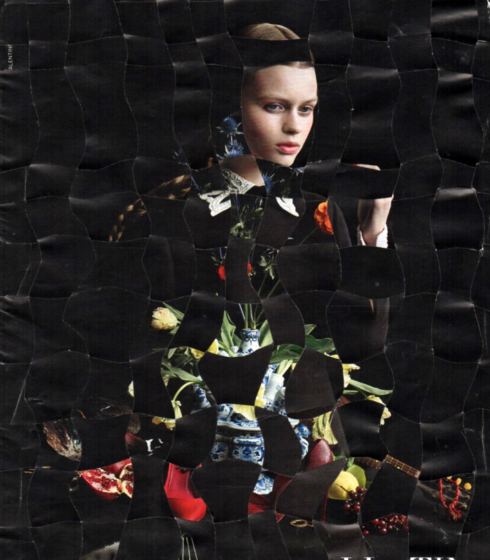 Composizione intrecciata che esplora assenza e presenza attraverso il corpo. Woven composition exploring absence and presence through the body.