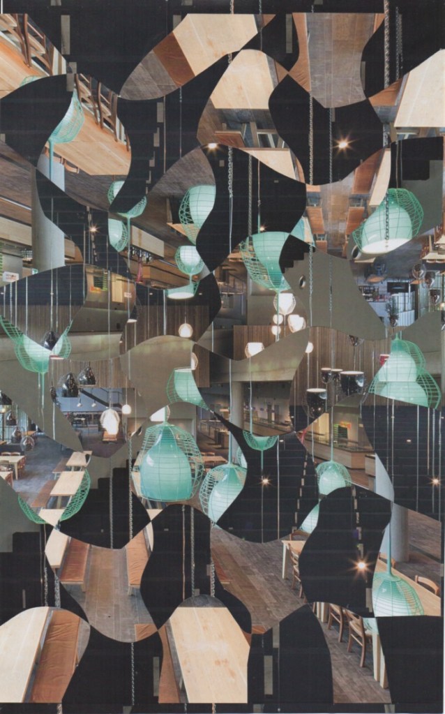 Opera unica creata intrecciando immagini di un interno. Unique artwork created by weaving images of an ambient.