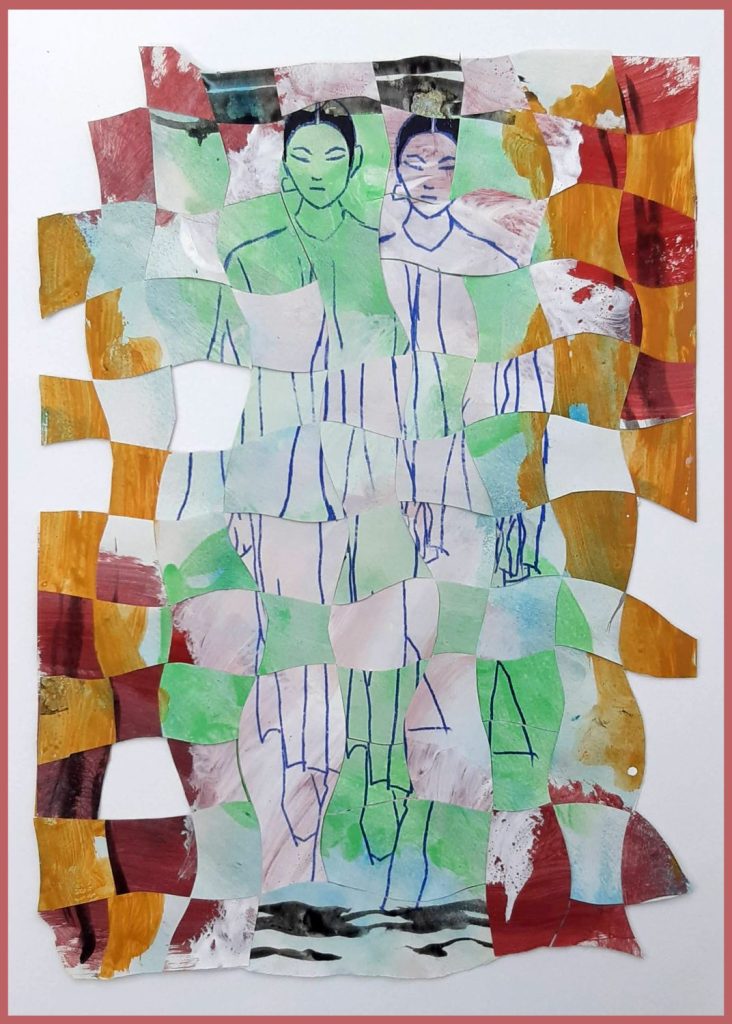 intreccio sul tema del doppio, colori acrilici, penna