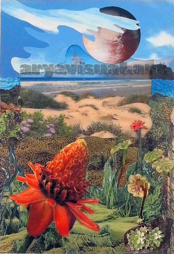 Mondo fantastico rappresentato da aryavisual in un collage unico con profondità e inserti tridimensionali." Fantastic world represented by aryavisual in a unique collage with depth and 3D inserts."