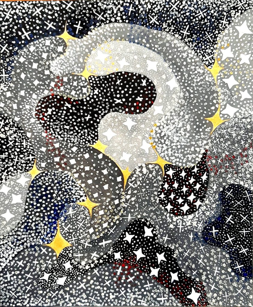 costellazione stelle d'oro immerse in un universo vobrante