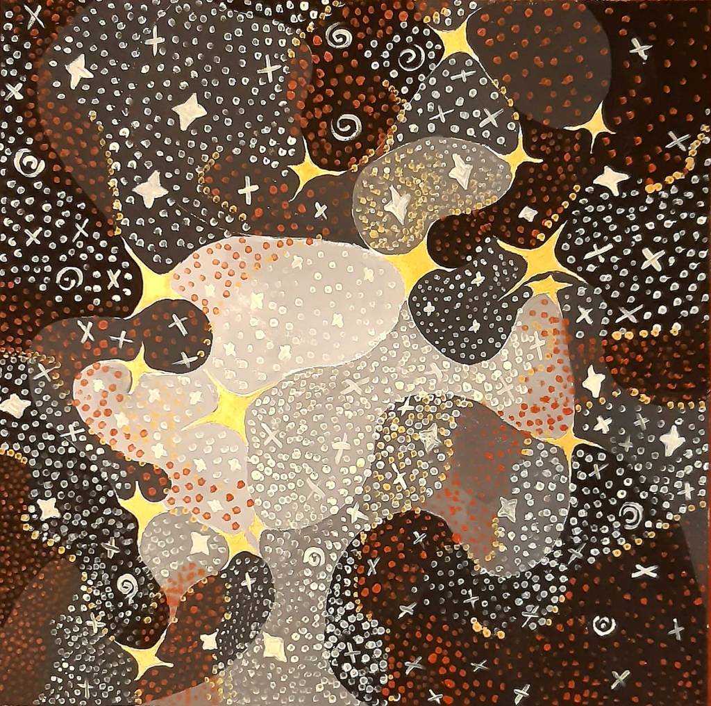 stelle e sfondo nero rosso e bianco